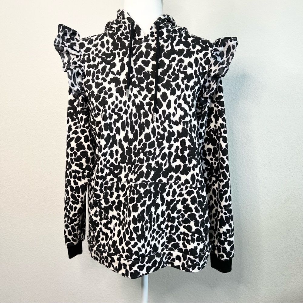 Sandy Liang x Target Leopard Print Ruffle Hooded Sweatshirt Small